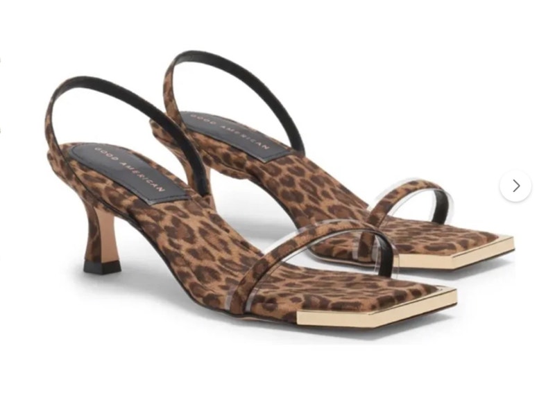 Leopard Print Square Toe Strap Heels By Good American 7 Wide